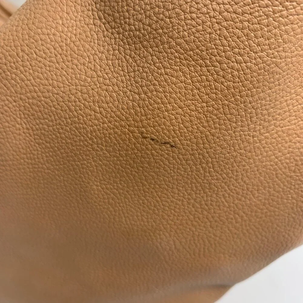 ANTHROPOLOGIE Womens Camel Tan Faux Leather Crescent Crossbody Slouchy Purse